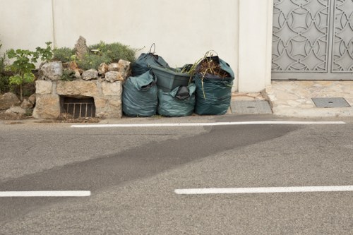 Professional waste removal team managing office waste